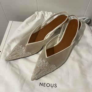 Neous Cream Lace Pointed Toe Heels